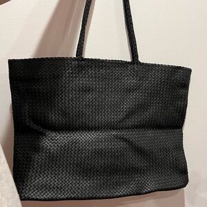 Quince Italian Leather Handwoven Tote - Black
